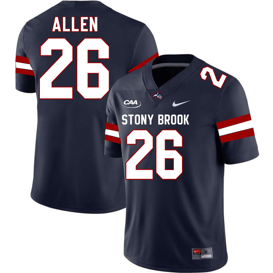 Stony Brook Seawolves #26 Jayson Allen College Football Jerseys Stitched-Navy